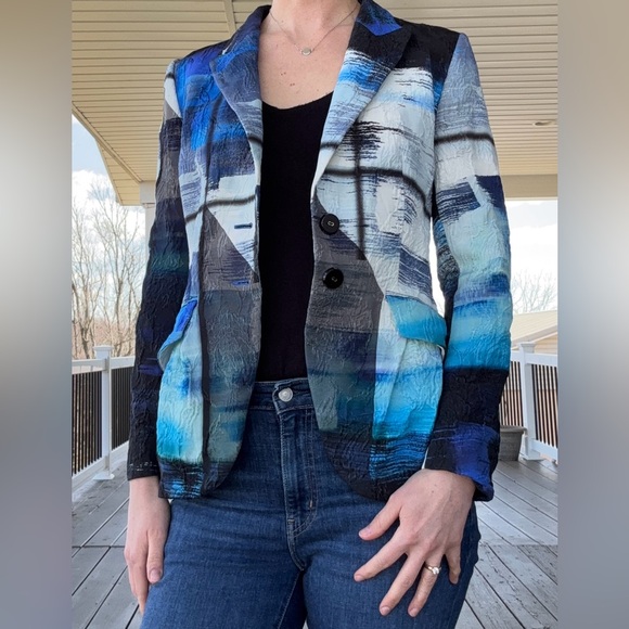 Escada Jackets & Blazers - Escada Abstract Bionca, Embossed Floral Blazer